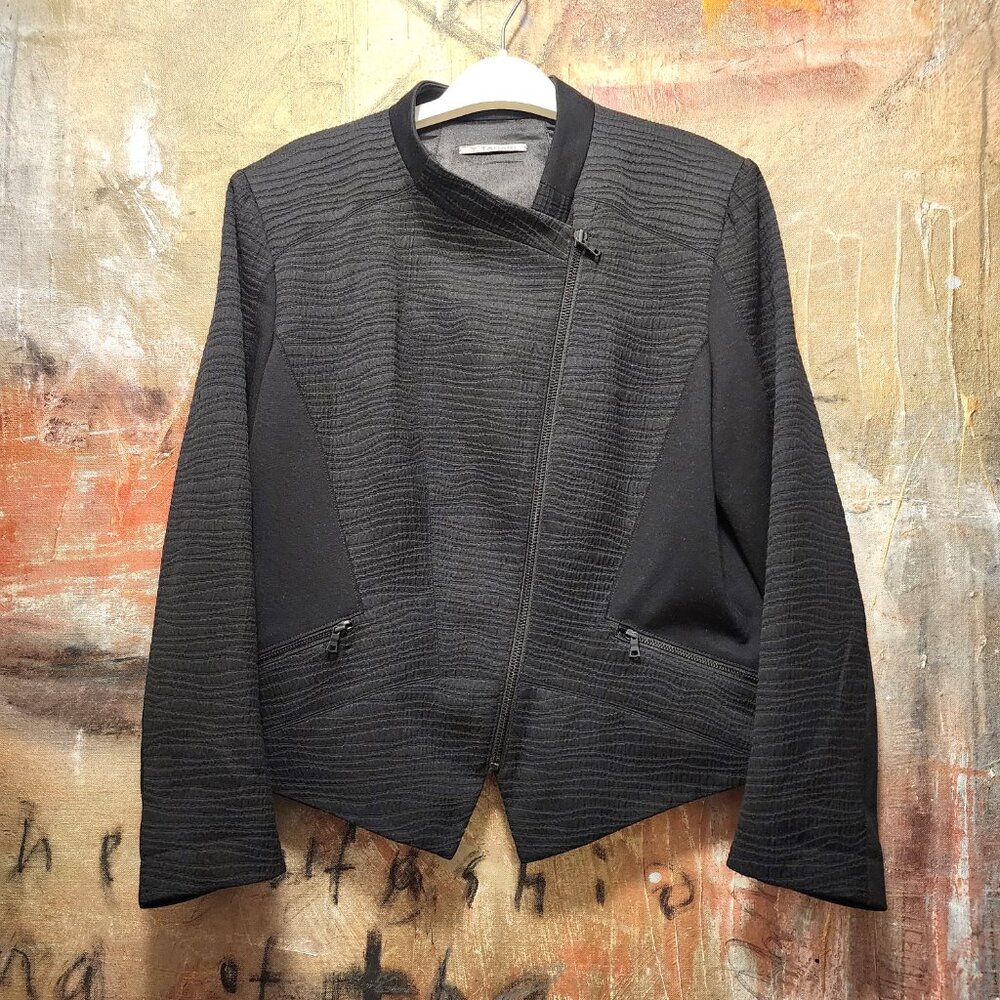 T Tahari Black Angular-Zippered Blazer